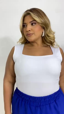 Body Feminino Modelador Plus Size Curve Regata Alça Larga Decote Moda Verão Praia Quadrado Suplex Premium Collant P006