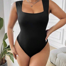 Body Feminino Modelador Plus Size Curve Regata Alça Larga Decote Moda Verão Praia Quadrado Suplex Premium Collant P006