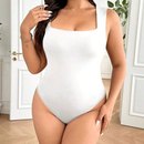 Body Feminino Modelador Plus Size Curve Regata Alça Larga Decote Moda Verão Praia Quadrado Suplex Premium Collant P006