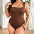 Body Feminino Modelador Plus Size Curve Regata Alça Larga Decote Moda Verão Praia Quadrado Suplex Premium Collant P006