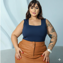 Body Feminino Modelador Plus Size Curve Regata Alça Larga Decote Moda Verão Praia Quadrado Suplex Premium Collant P006
